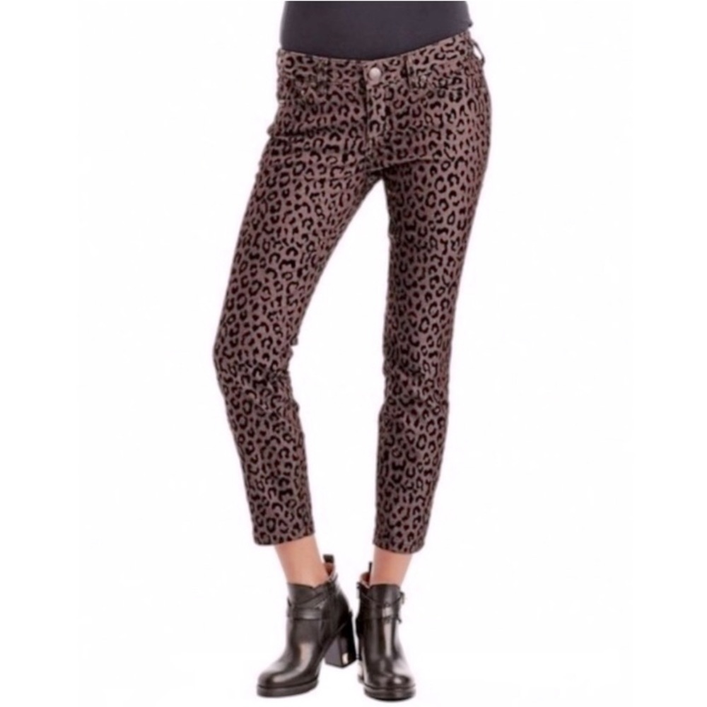 Free People Cheetah Leopard Print Velvet Flocked Skinny Jeans